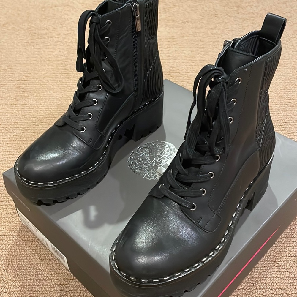 Soft leather Vince Canmuto combat boot.
